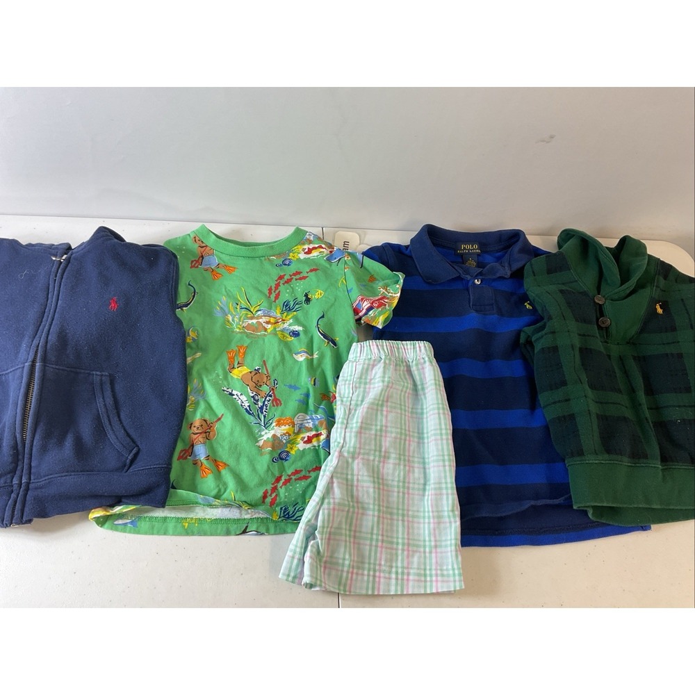 Boys Clothes Lot Size 4/5 5‎ Pc Polo Ralph Lauren Hoodie Henley Shirts Shorts